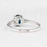 Olivia Ring,0.85ct Teal Blue Madagascar Sapphire, oval shape gemstone
