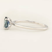 Sara Ring one of a kind 0.86ct parti blue green Montana sapphire in recycled 14k white gold band