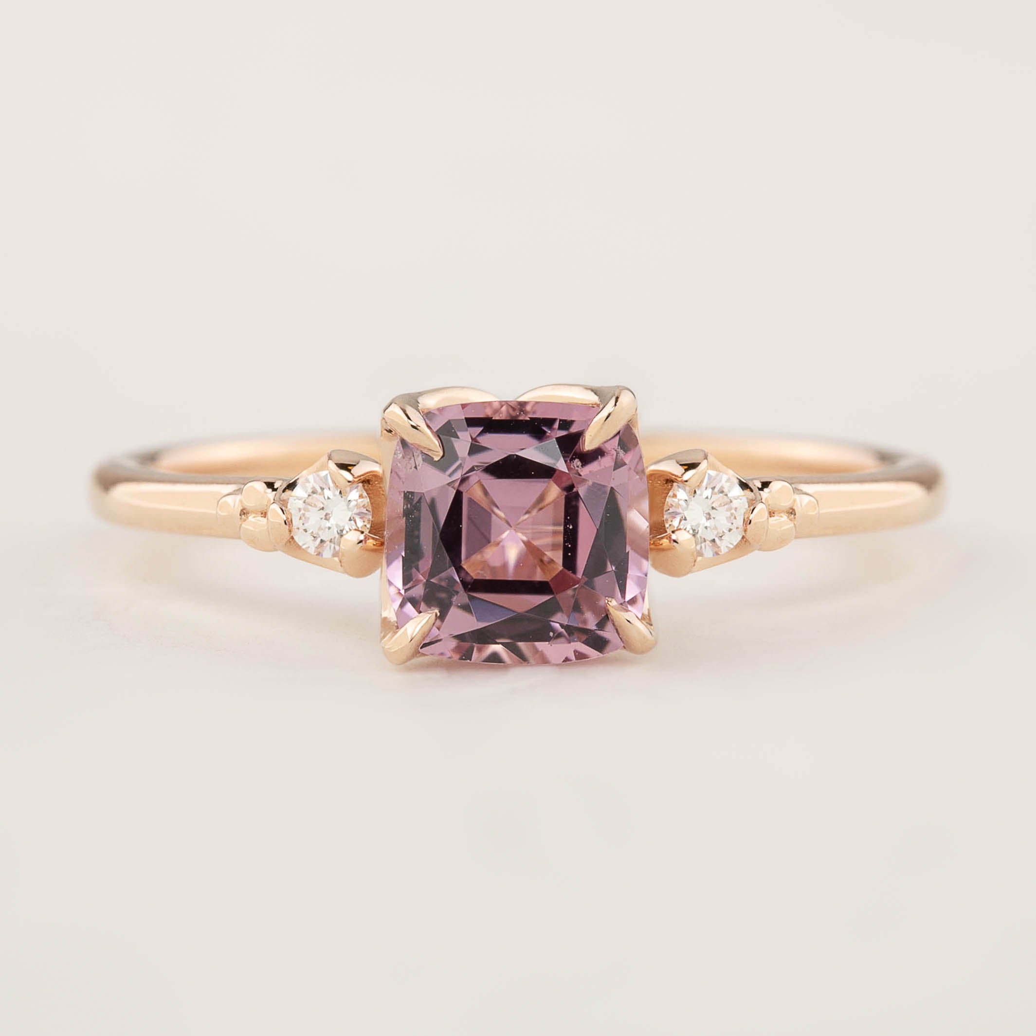 Estel Ring - 1.13ct Cushion Cut Fuchsia Pink Spinel, 14k Rose Gold (One of a kind)