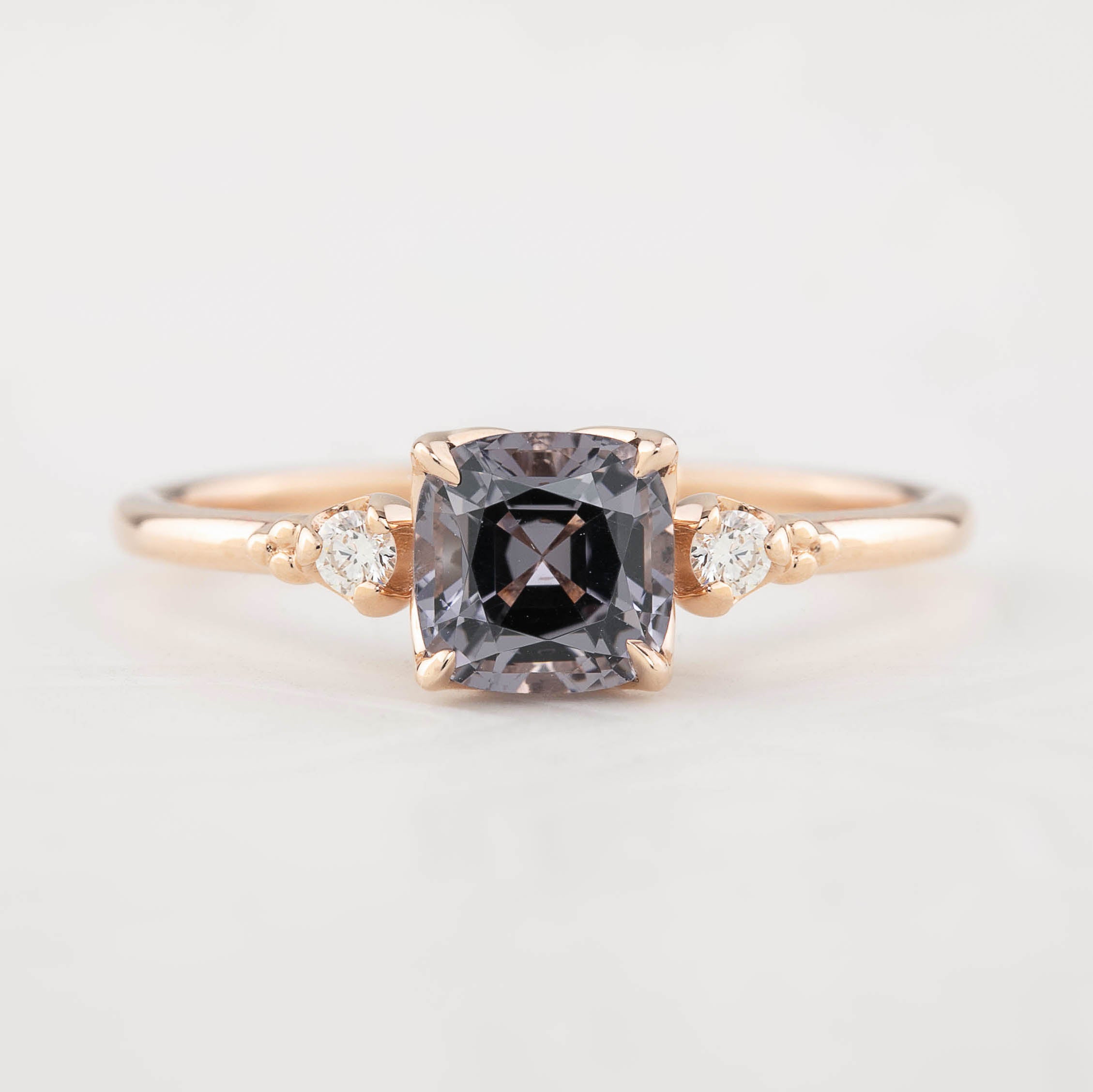 Estel Ring - 1.16ct Cushion Cut Fuchsia Purple Spinel, 14k Rose Gold (One of a kind)