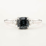 Estel Ring, 1.02ct Cushion Cut Grey Blue Spinel