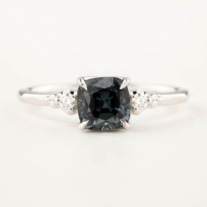 Estel Ring, 1.02ct Cushion Cut Grey Blue Spinel