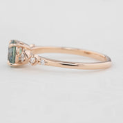 Celeste Ring - 0.95ct Light Parti Aqua Blue Green Montana Sapphire, 14k rose gold (One of a kind)