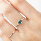 Celeste Ring - 0.95ct Light Parti Aqua Blue Green Montana Sapphire, 14k rose gold (One of a kind)