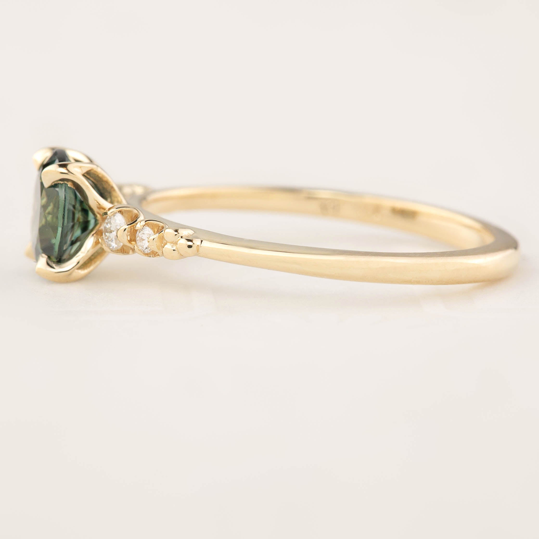 Estel Fleur 4 Prong Ring, 1.18ct Parti Teal Blue Green Queensland Sapphire (One of a kind)