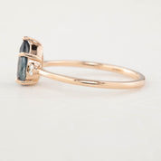 Emilie Ring - 1.40ct Pear Cut Blue Green Montana Sapphire, 14k Rose Gold (One of a kind)