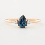 Emilie Ring - 0.90ct Pear Teal Montana Sapphire, 14k Rose Gold (One of a kind)