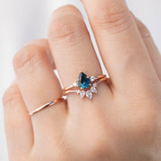 Emilie Ring - 0.90ct Pear Teal Montana Sapphire, 14k Rose Gold (One of a kind)