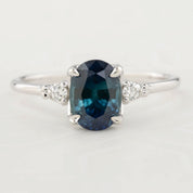 Estel Ring - 1.65ct Teal Blue Montana Sapphire, 14k White Gold (One of a kind)