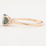 Estel Ring - 1.5ct Peacock Green Blue Sapphire, 14k Rose Gold (One of a kind)