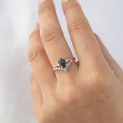 Estel Ring - 1.5ct Peacock Green Blue Sapphire, 14k Rose Gold (One of a kind)