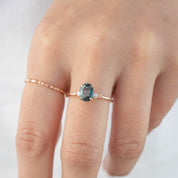 Estel Ring - 1.5ct Peacock Green Blue Sapphire, 14k Rose Gold (One of a kind)