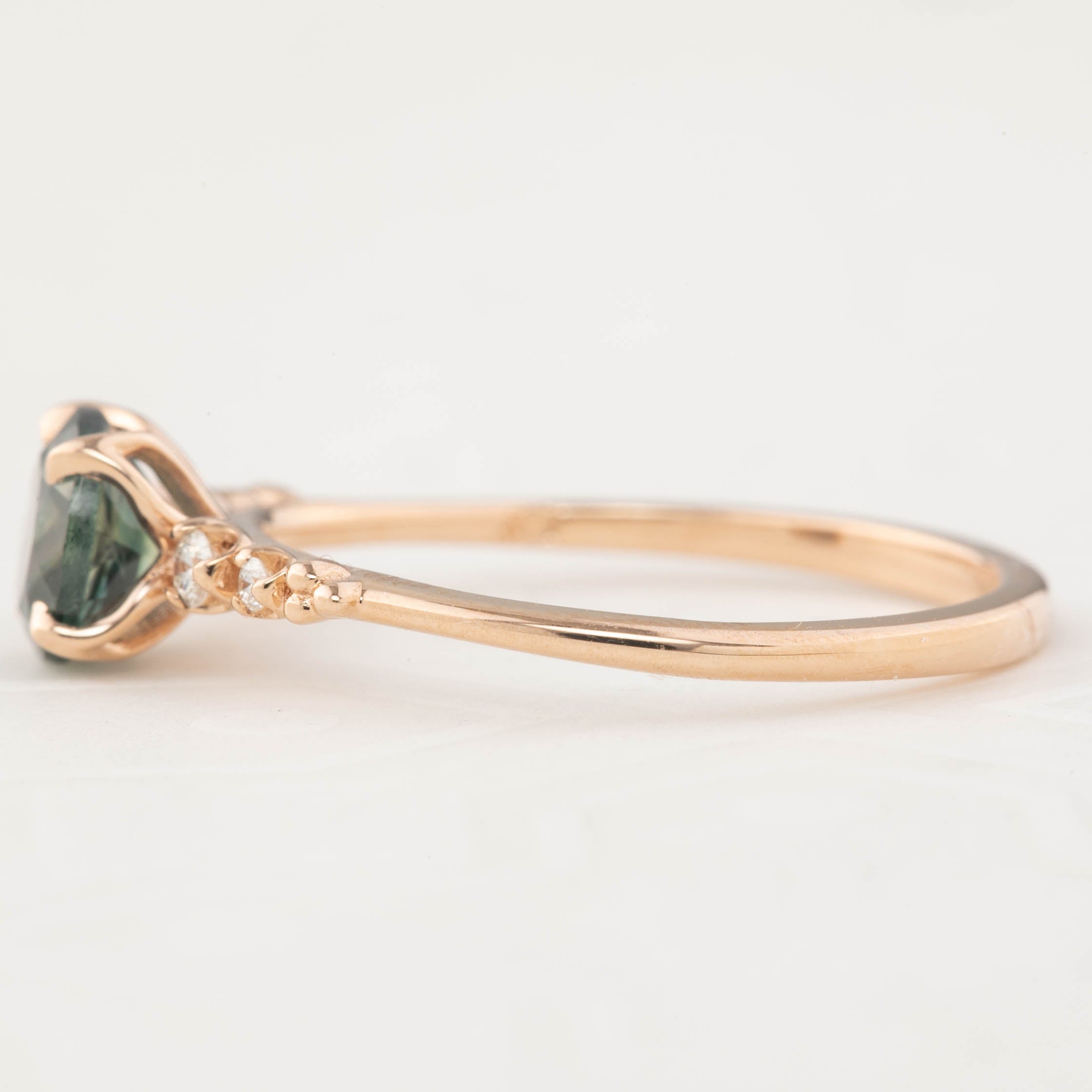 エステルラクスリング　グリーンモンタナサファイア　1.15ct　14Kローズゴールド