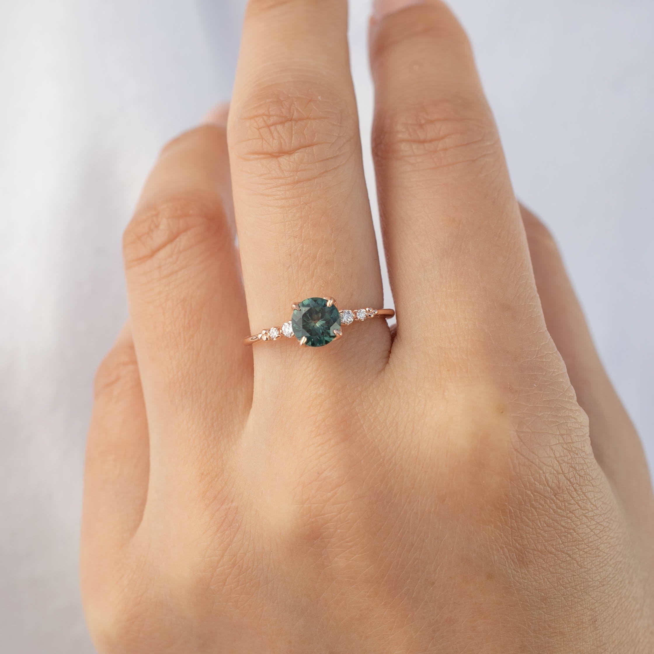 エステルラクスリング　グリーンモンタナサファイア　1.15ct　14Kローズゴールド