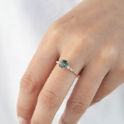 エステルラクスリング　グリーンモンタナサファイア　1.15ct　14Kローズゴールド