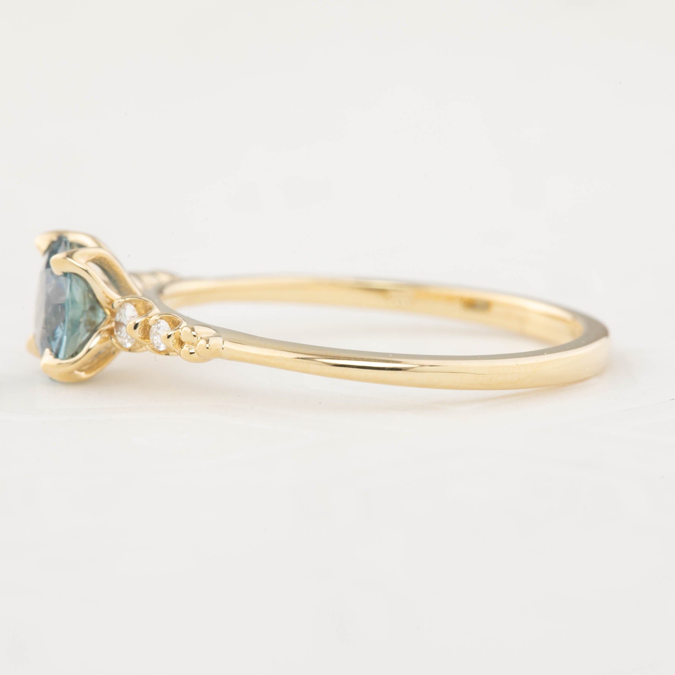 Estel Fleur 4 Prong Ring, 0.77ct Teal Blue Montana Sapphire (One of a kind)