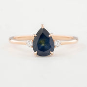 Emilie Ring - 1.45ct Pear Cut Blue Green Montana Sapphire, 14k Rose Gold (One of a kind)