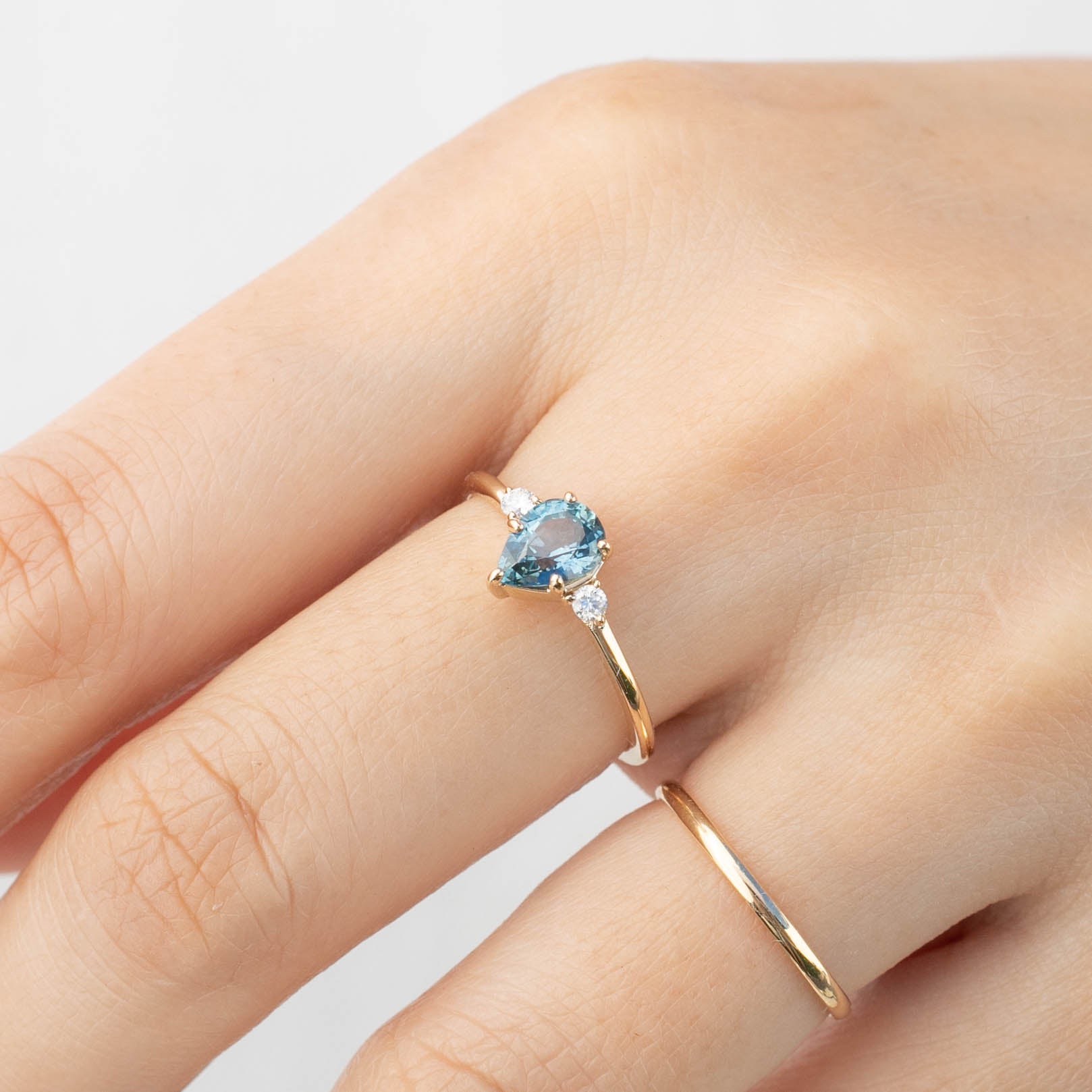 Emilie Ring - 0.62ct Pear Cut Light Blue Montana Sapphire (One of a kind)