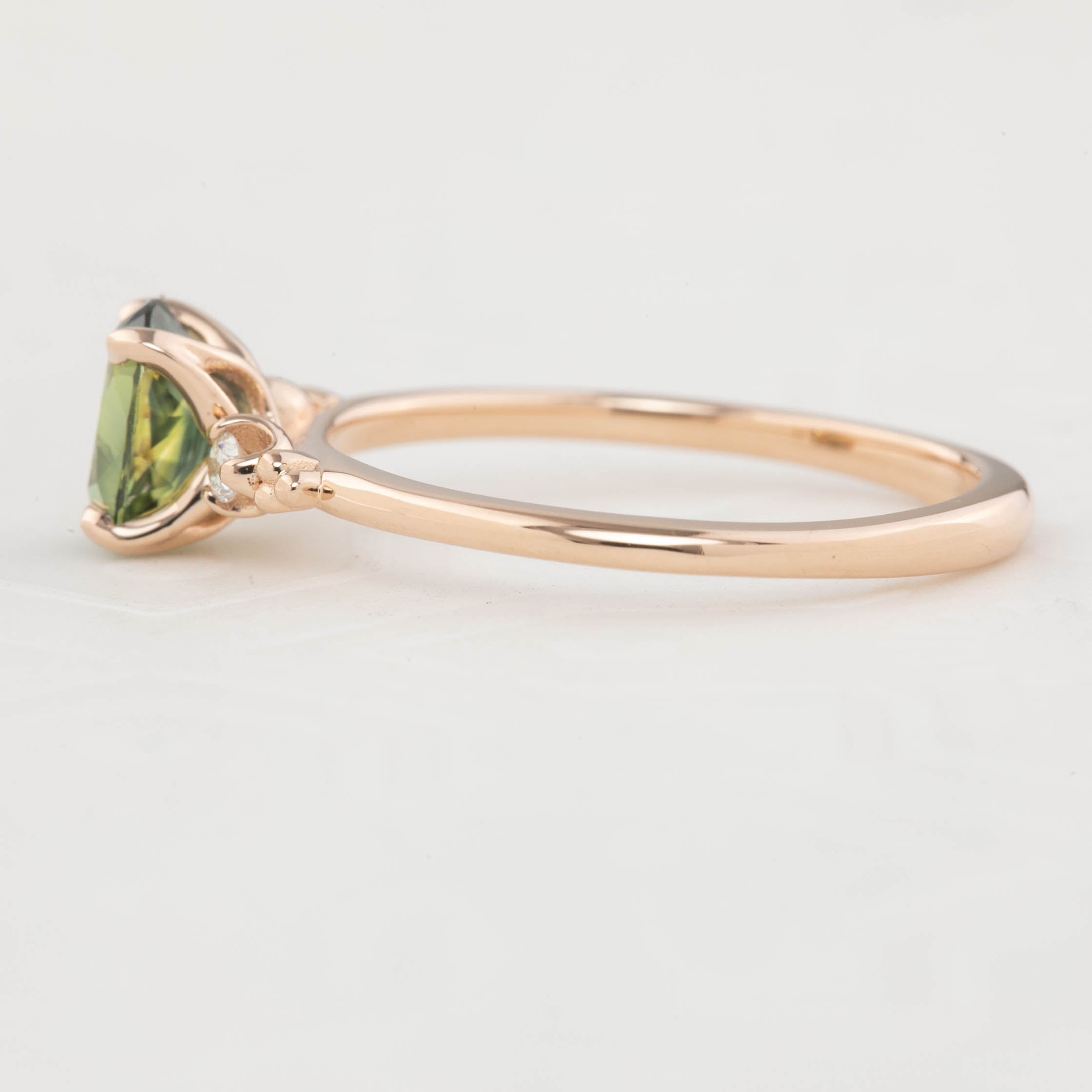 Estel Ring - 1.06ct Green Queensland Sapphire, 14k Rose Gold (One of a kind)