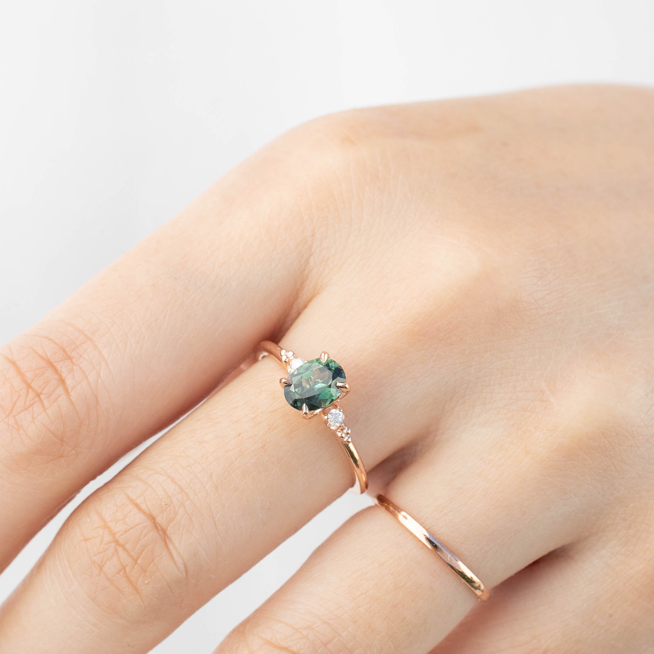 Estel Ring - 1.06ct Green Queensland Sapphire, 14k Rose Gold (One of a kind)