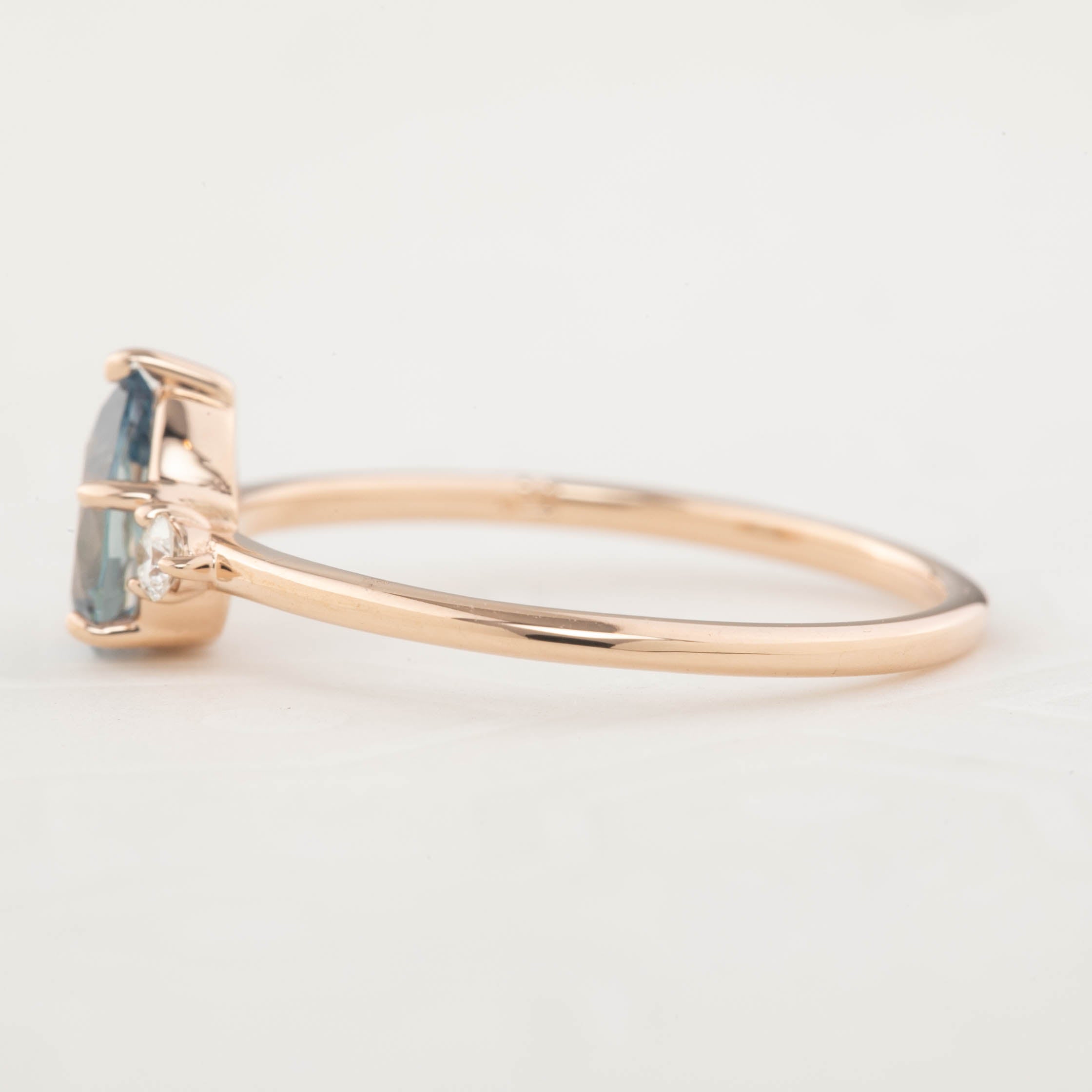 Emilie Ring, 0.72ct Deep Blue Montana Sapphire