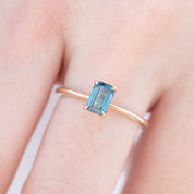 Jane Ring - 1.08ct Emerald Cut Parti Teal Blue Green Australian Sapphire (One of a kind)