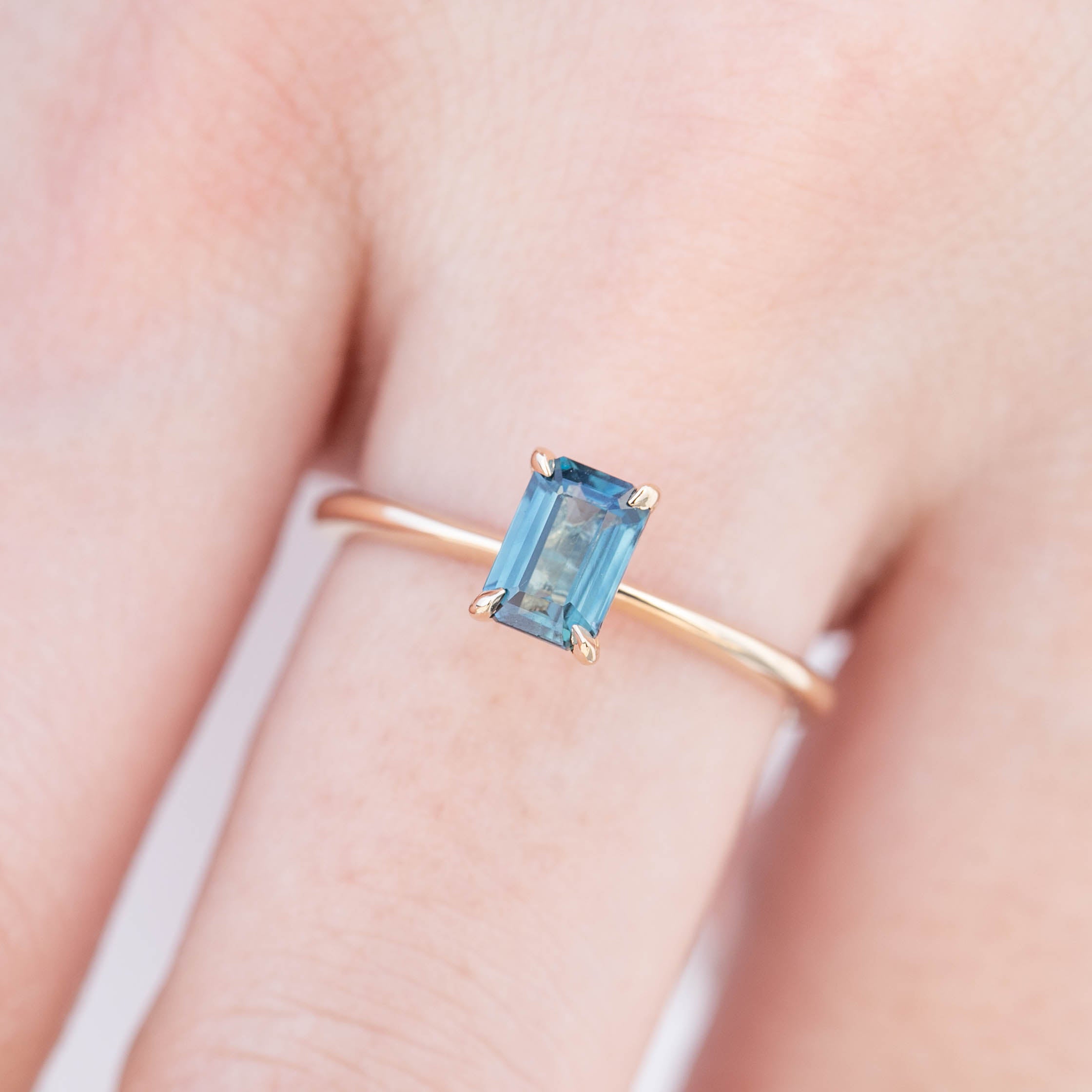 Jane Ring - 1.08ct Emerald Cut Parti Teal Blue Green Australian Sapphire (One of a kind)