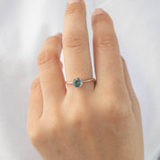 Nina Ring - 1.11ct Light Blue Green Montana Sapphire, 14k Rose Gold (One of a kind)