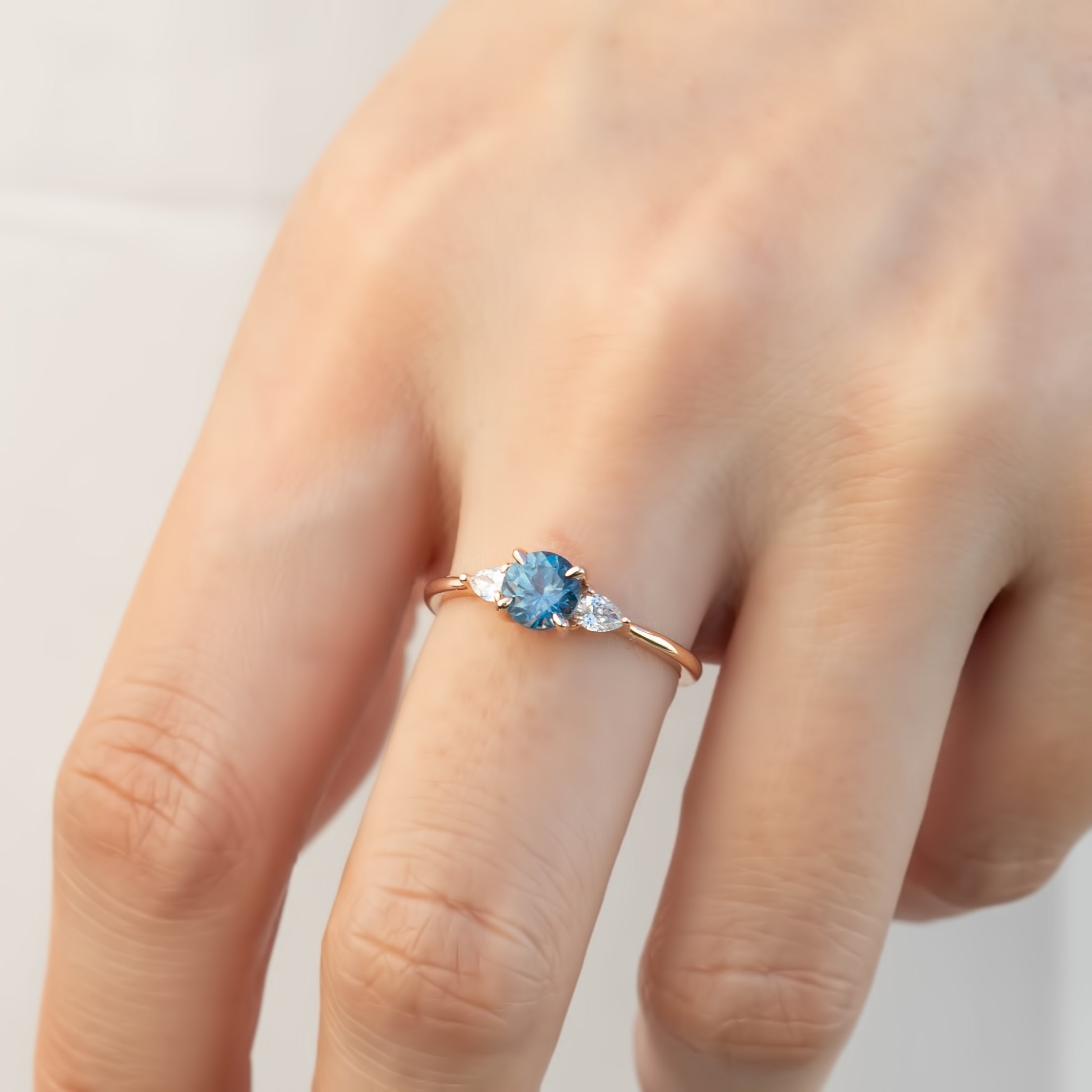 Olivia Ring, 0.89ct Montana Sapphire