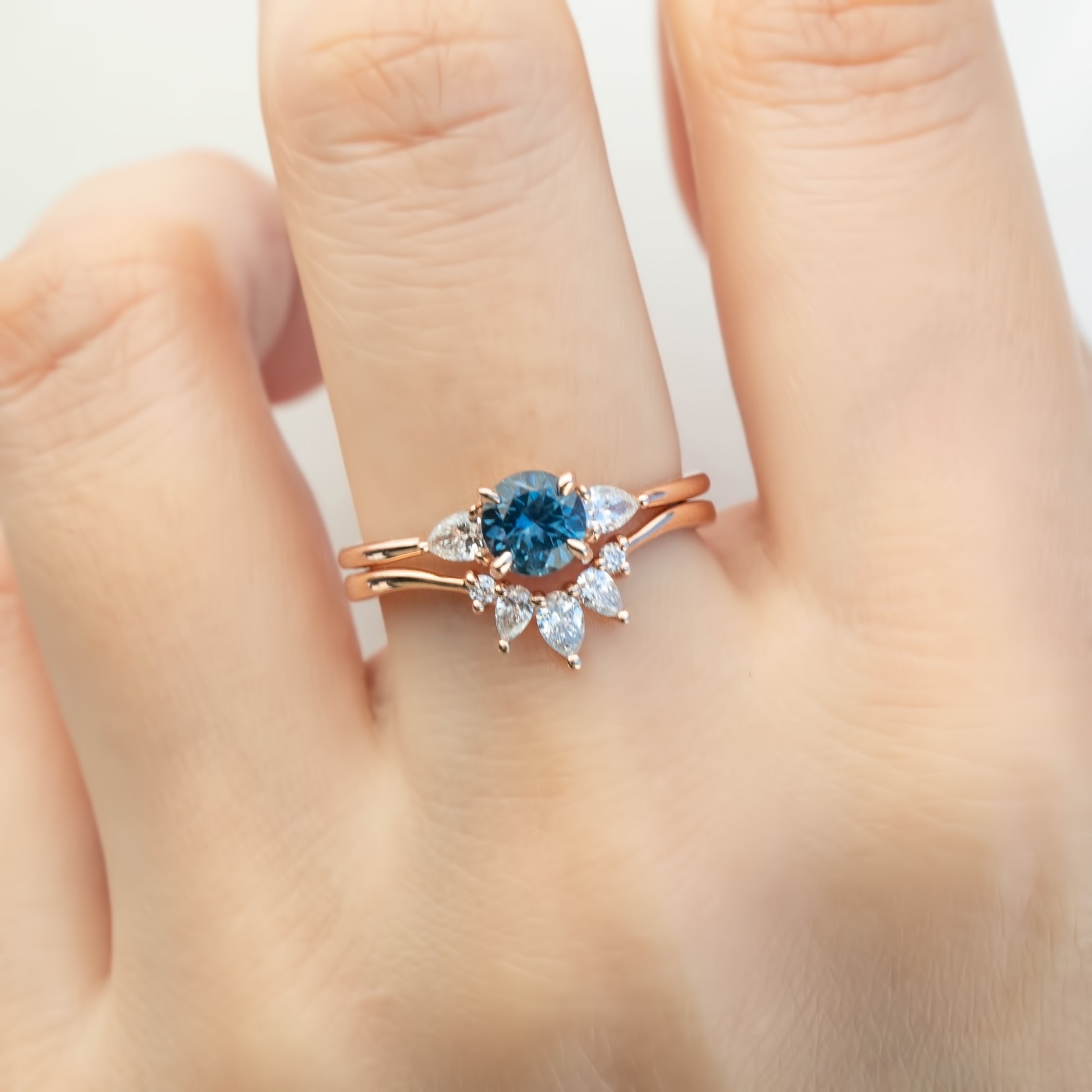 Olivia Ring, 0.89ct Montana Sapphire