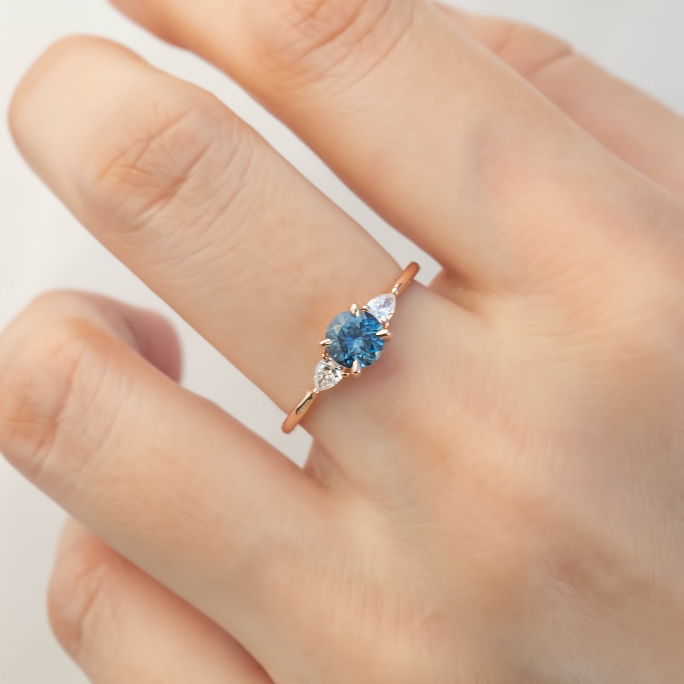 Olivia Ring, 0.89ct Montana Sapphire