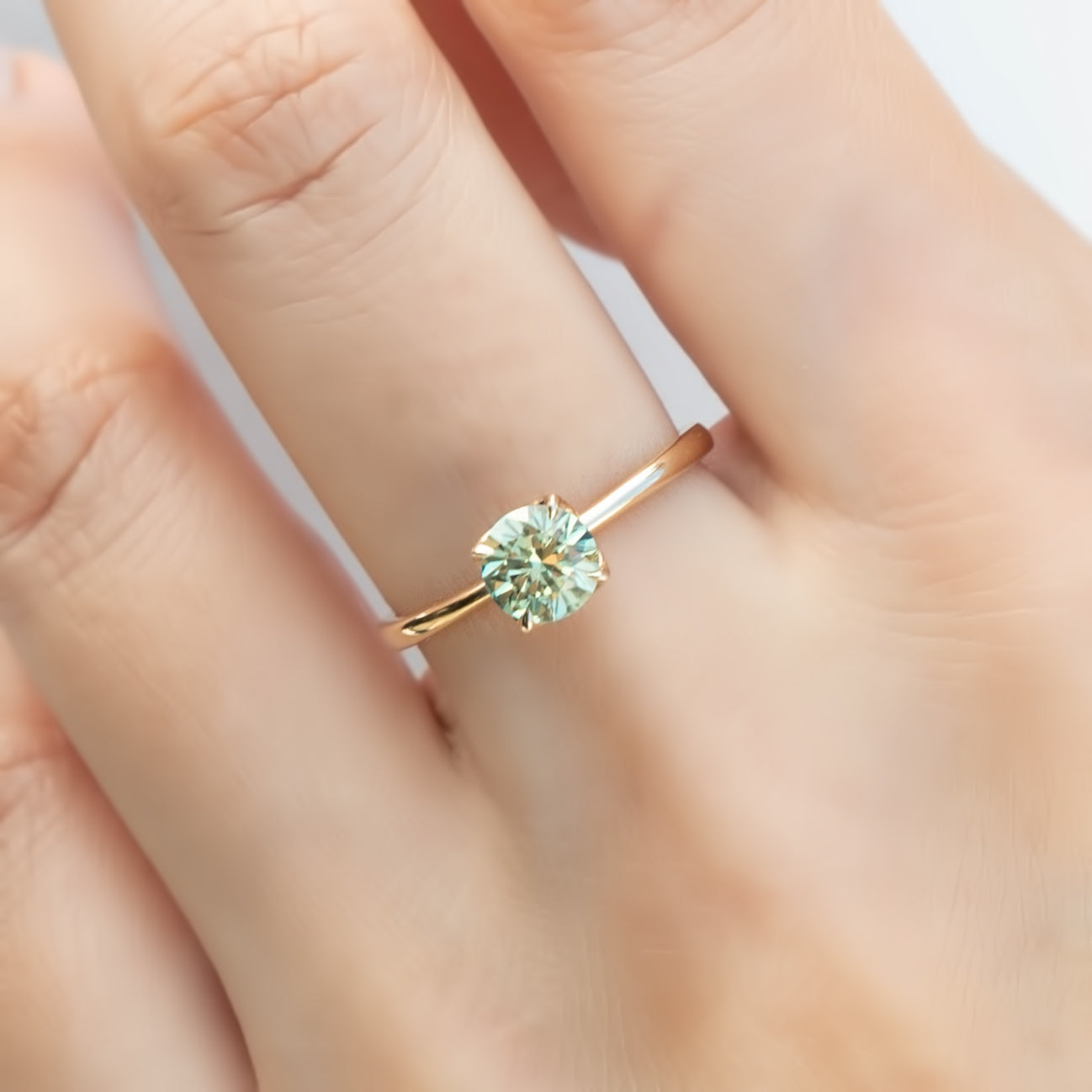 Sara Ring - 0.93ct Light Green Montana Sapphire (One of a kind)