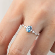 Celeste Ring, 0.80ct Montana Sapphire, oval shape gemstone