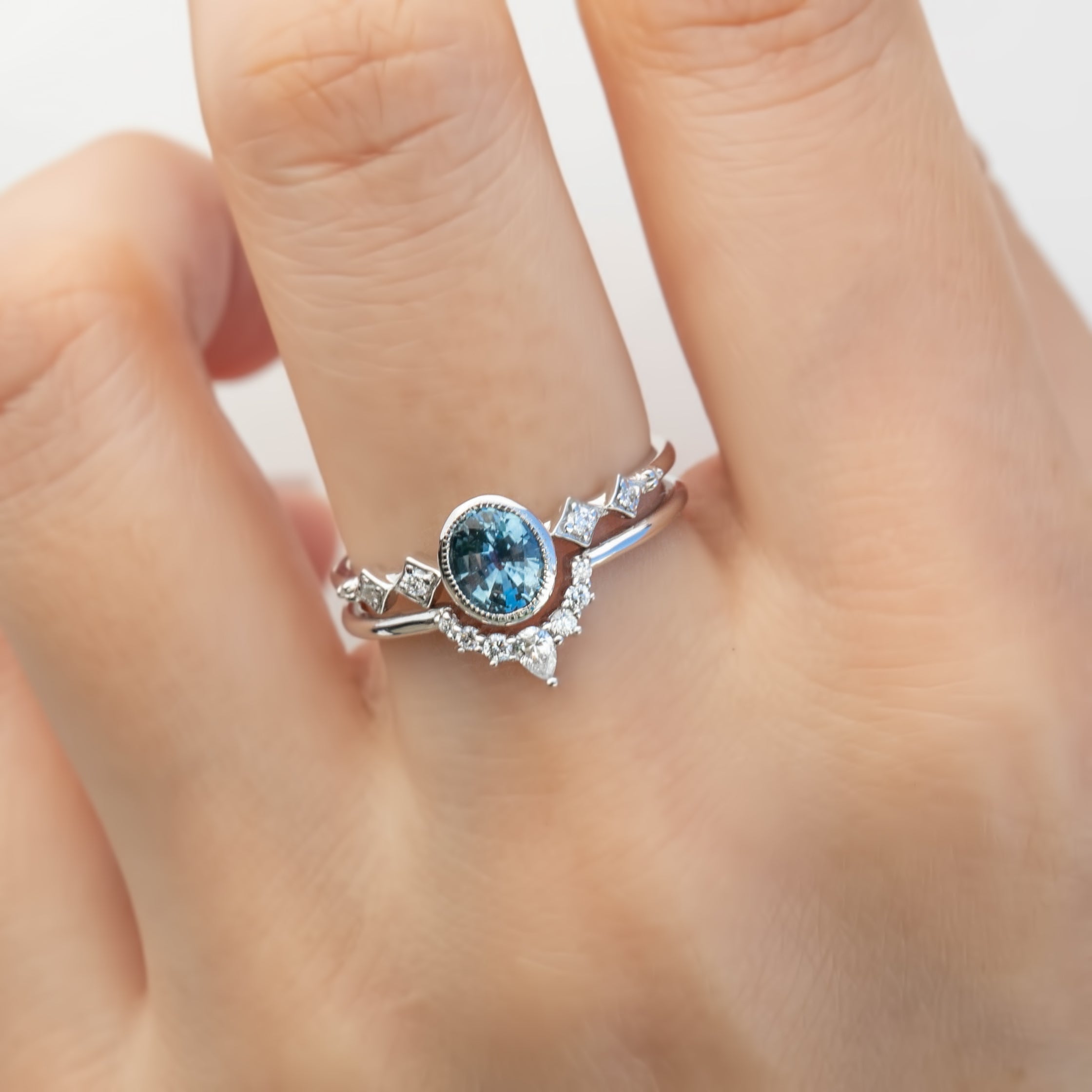 Celeste Ring, 0.80ct Montana Sapphire, oval shape gemstone