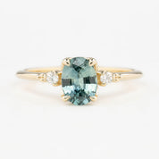 Estel Ring 1.09ct Light Blue Green Oval Montana Sapphire, 14K Yellow Gold (One of a kind)