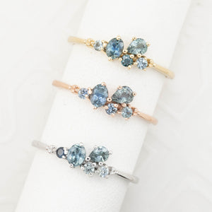 Stardust Cluster Sapphire Ring, Petite