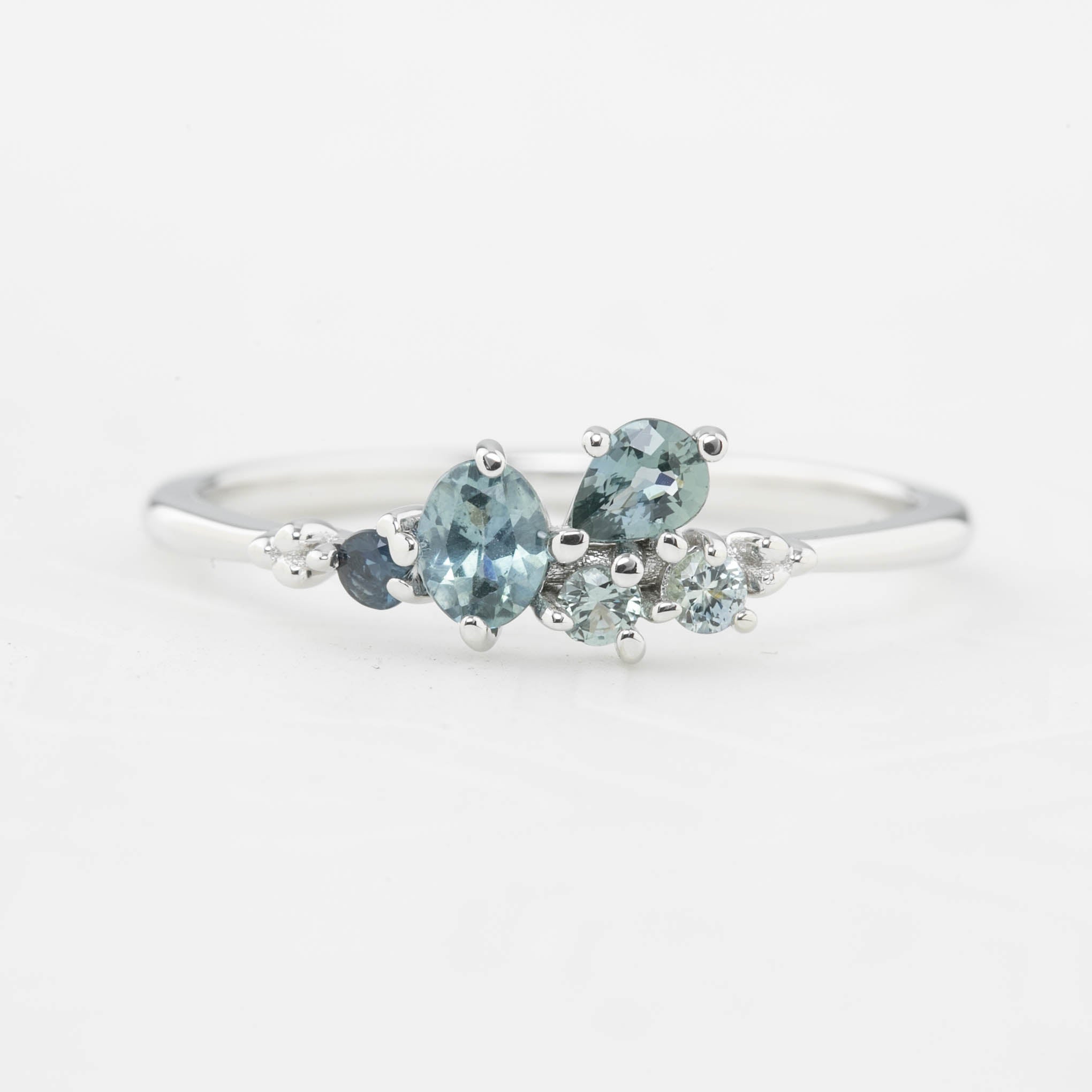 Stardust Cluster Sapphire Ring, Petite