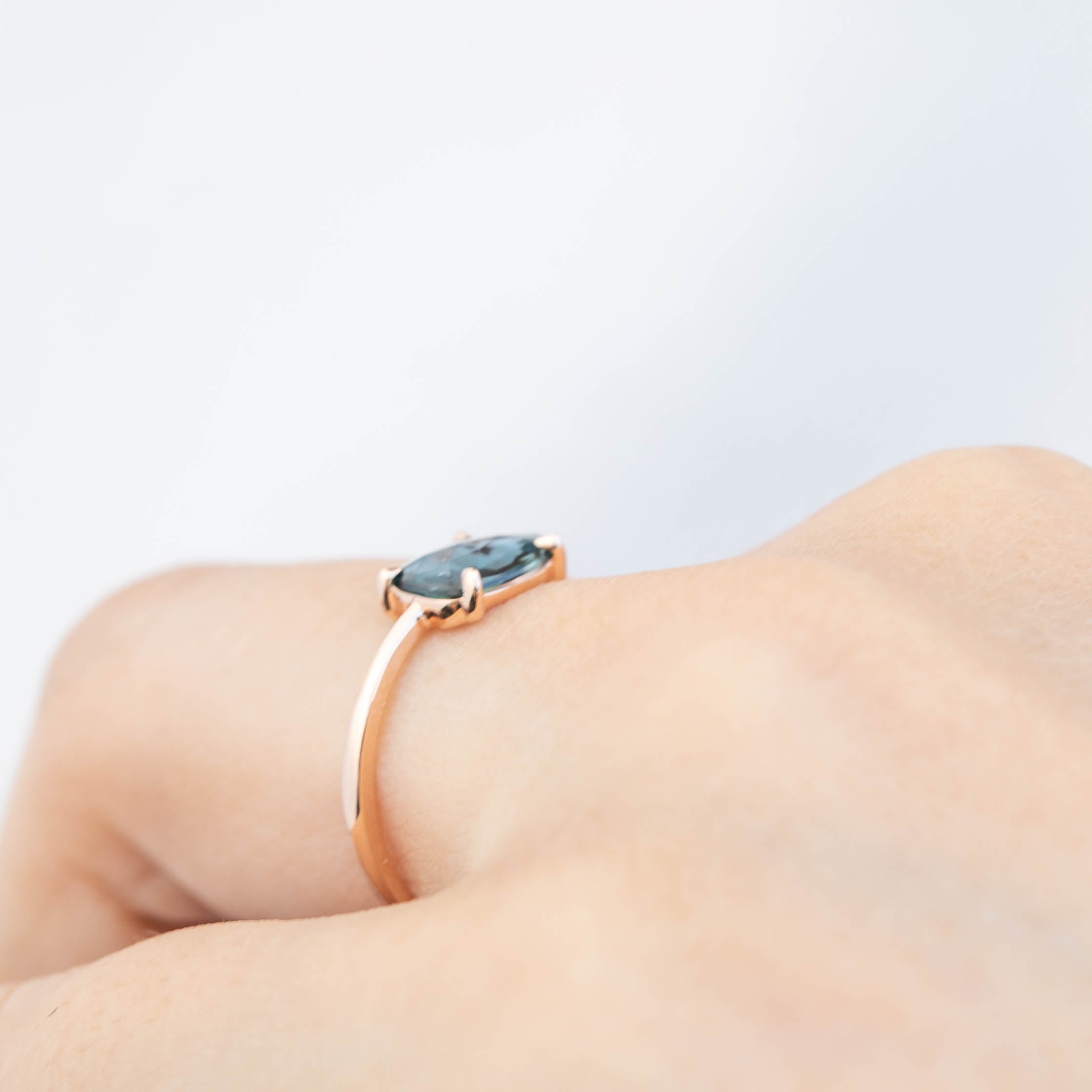 Lisa Ring - 1.20ct Unheated Organic Cut Blue Sapphire, 14k rose gold (One of a kind)
