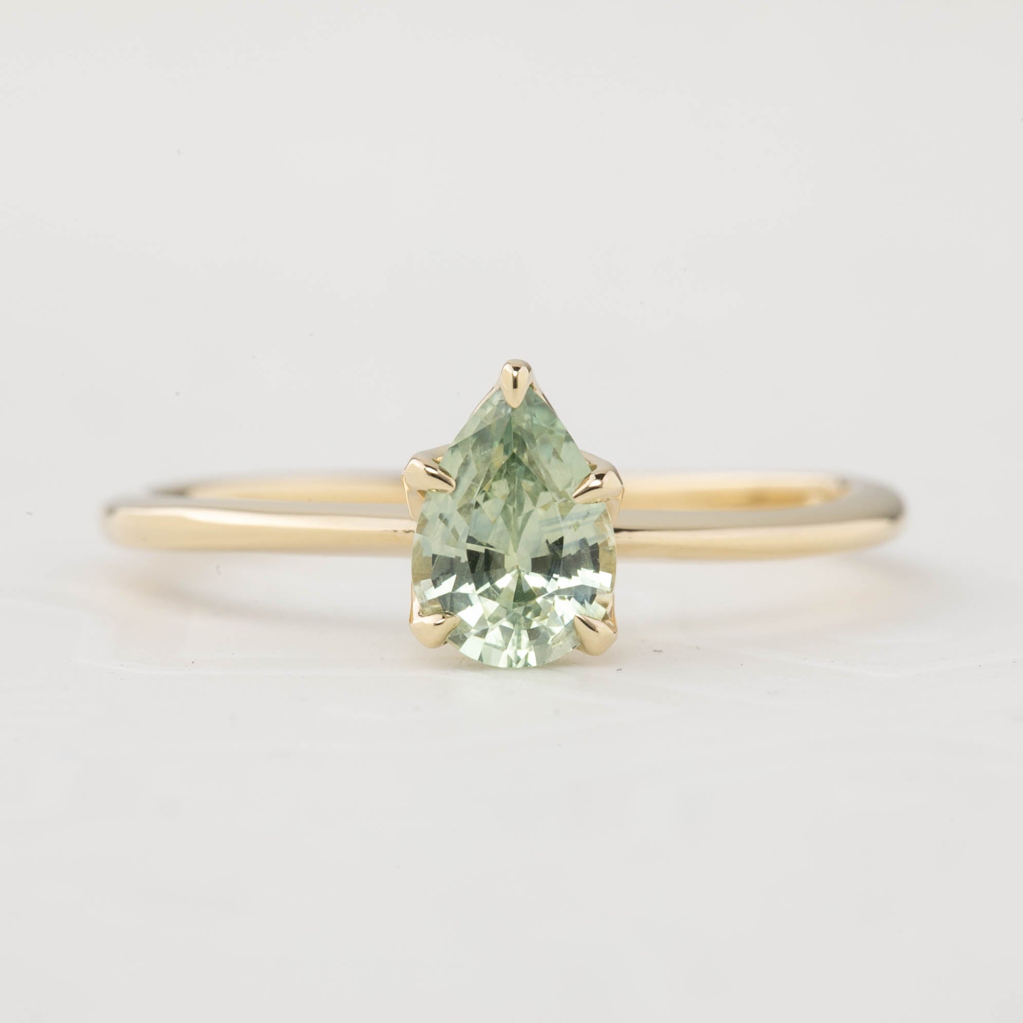 Sara Ring - 0.83ct Light Green Teardrop Montana Sapphire (One of a kind)