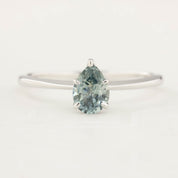 Sara Ring 0.74ct Light Blue Green Teardrop Montana Sapphire, 14k White Gold (One of a kind)