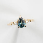 Estel Fleur Ring, 1.26ct Teal Blue Montana Sapphire, 14K Yellow Gold (One of a kind)