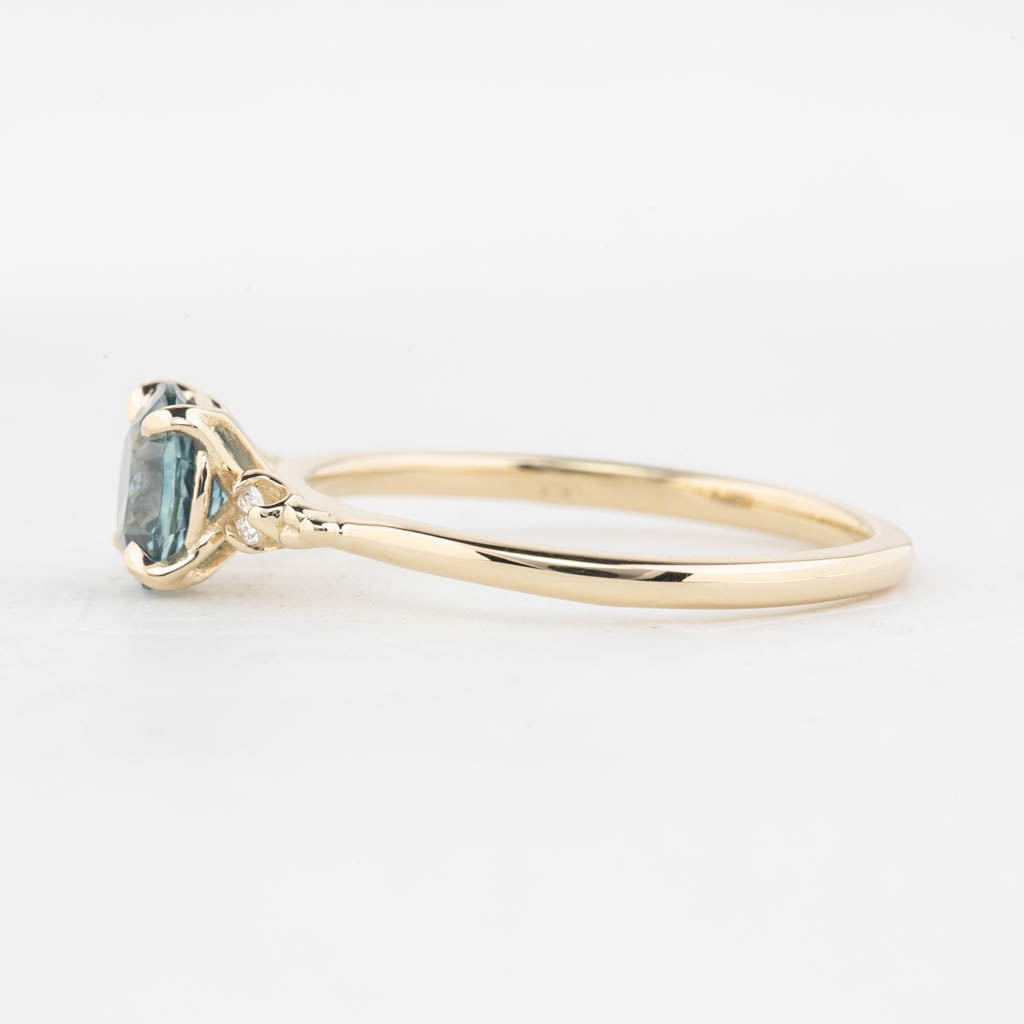 Estel Ring, 1.31ct Light Blue Green Montana Sapphire