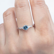 Estel Fleur Six Prongs Ring 0.78ct Blue Montana Sapphire, 14k White Gold (One of a kind)