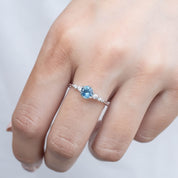 Estel Fleur Six Prongs Ring 0.78ct Blue Montana Sapphire, 14k White Gold (One of a kind)