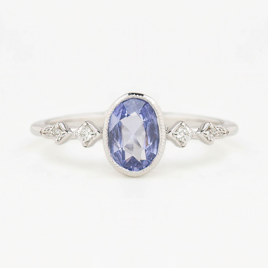Celeste Ring, 0.76ct Madagascar Sapphire, oval shape gemstone