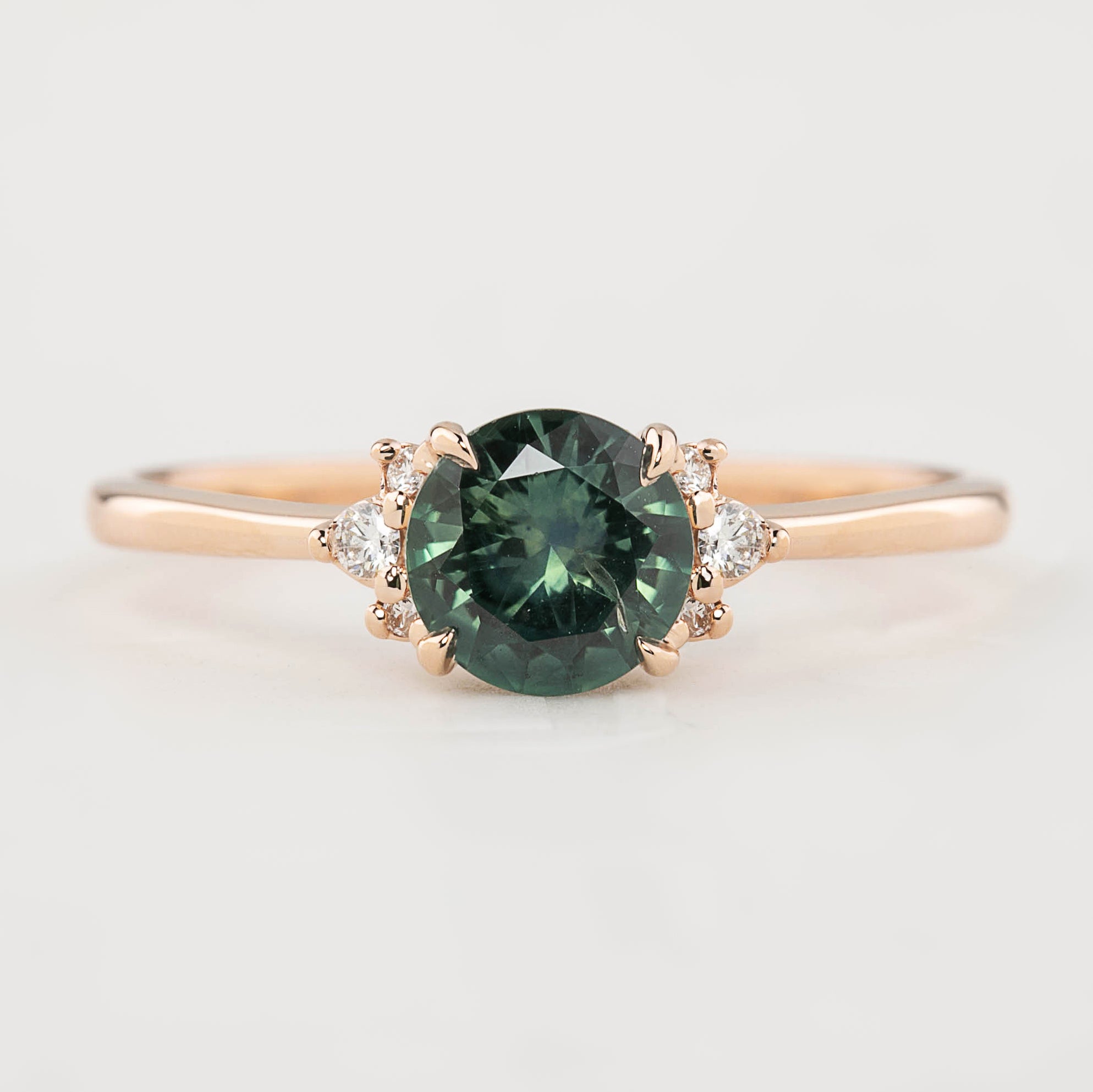 Lena Ring - 0.84ct Blue Green Montana Sapphire, 14k Rose Gold (One of a kind)
