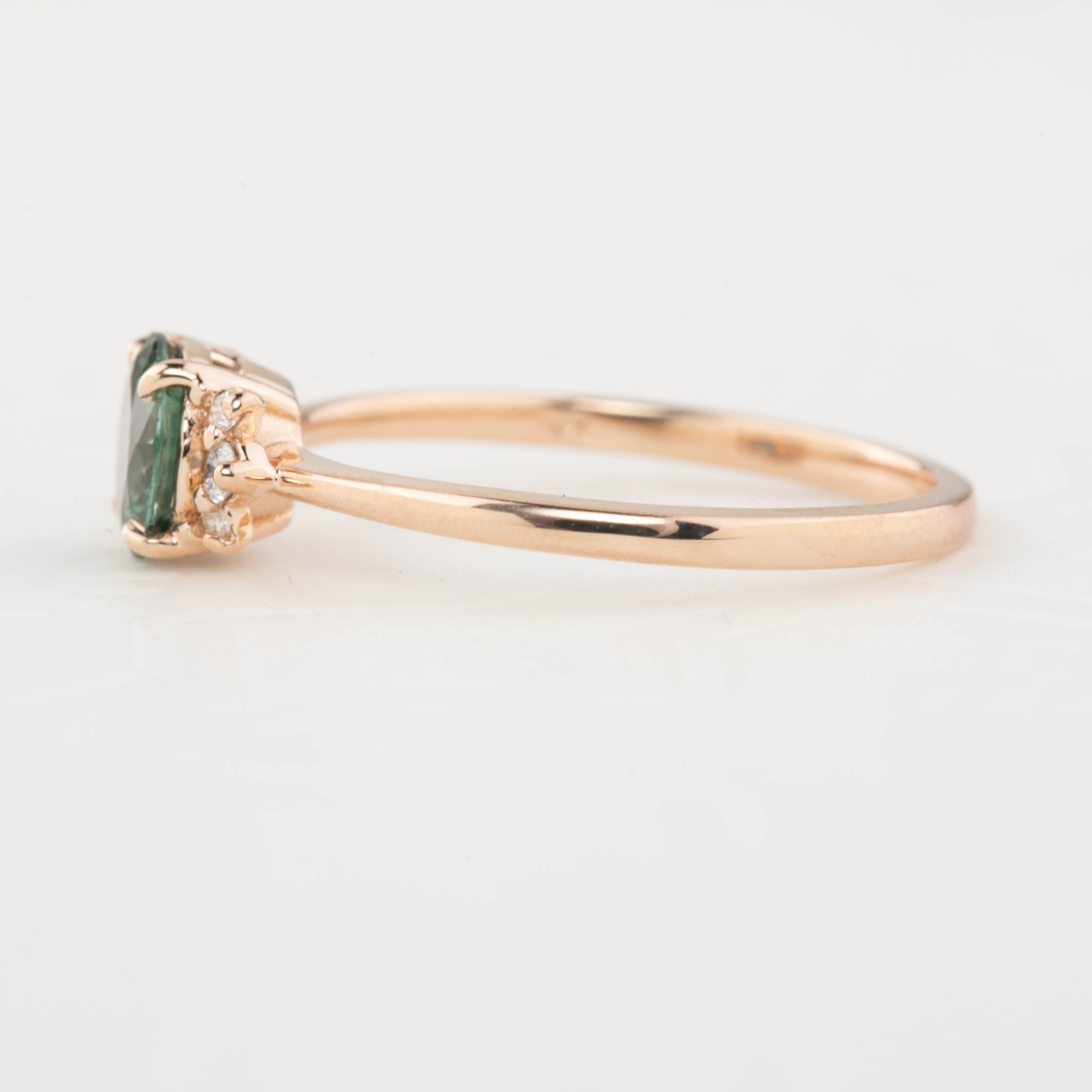 Lena Ring - 0.84ct Blue Green Montana Sapphire, 14k Rose Gold (One of a kind)