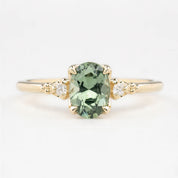 Estel Ring 1.28ct Light Blue Green Oval Montana Sapphire, 14K Yellow Gold (One of a kind)