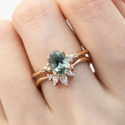 Estel Ring 1.28ct Light Blue Green Oval Montana Sapphire, 14K Yellow Gold (One of a kind)