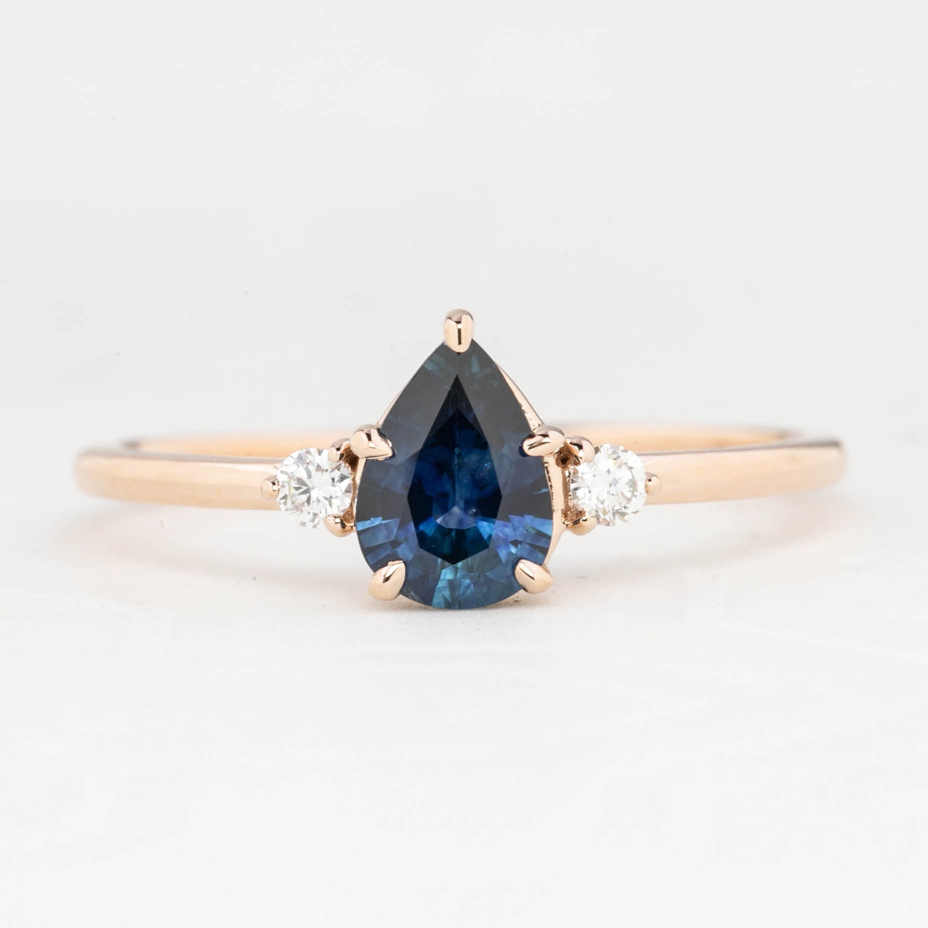 Emilie Ring, 0.72ct Deep Blue Montana Sapphire